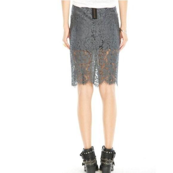 CHASER Gray High Waist Lace Pencil Skirt - Picture 14 of 15